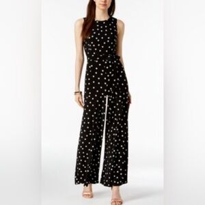 Women’s Anne Klein Signature B&W Polka Dot Maxi Jumpsuit, size 4